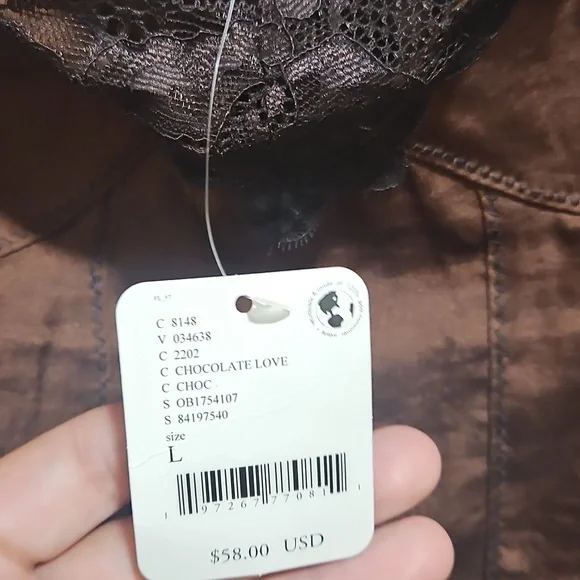 NWT Free People Intimately Top Chocolate Love Size L - Picture 5 of 5